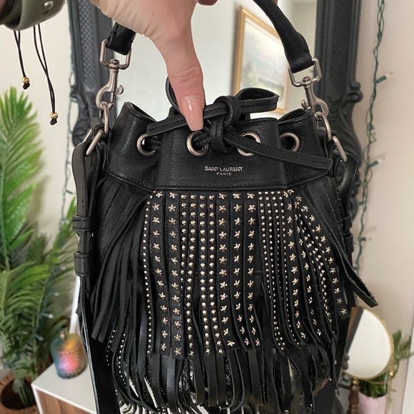 SAINT LAURENT STUDDED SMALL EMMANUELLE FRINGE BAG - Picture 5 of 15